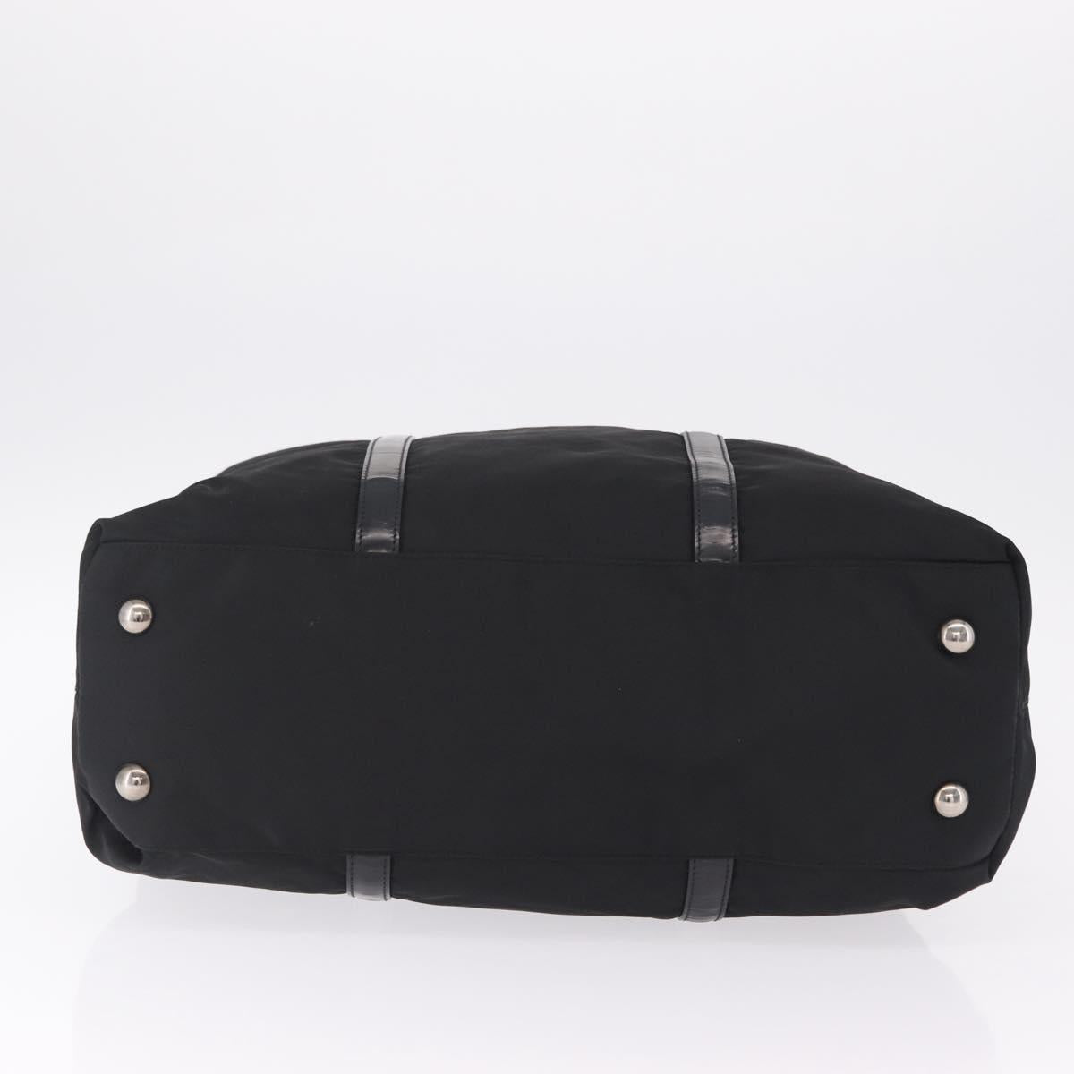 PRADA Hand Bag Nylon 2way Black Silver Auth 207729A