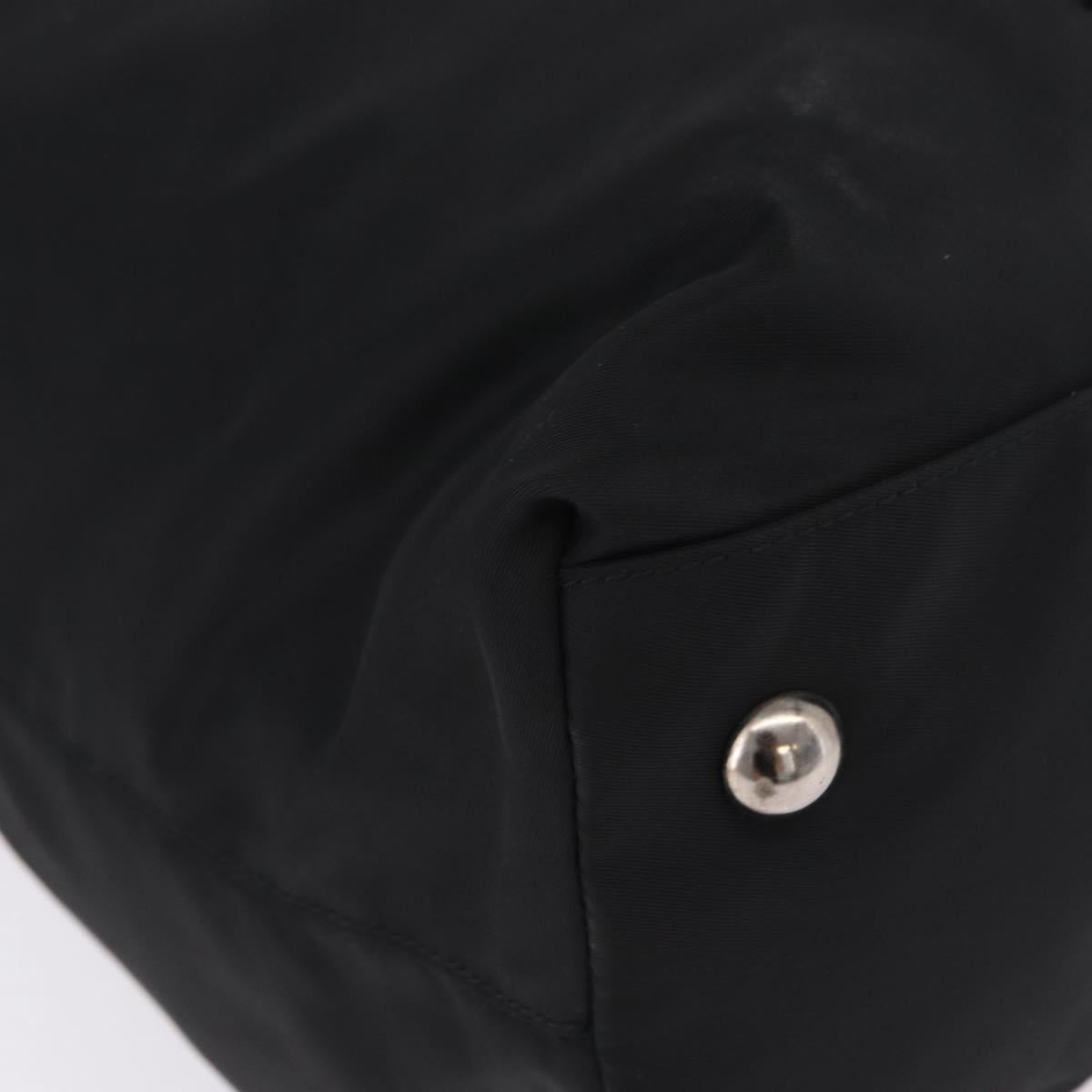 PRADA Hand Bag Nylon 2way Black Silver Auth 207729A