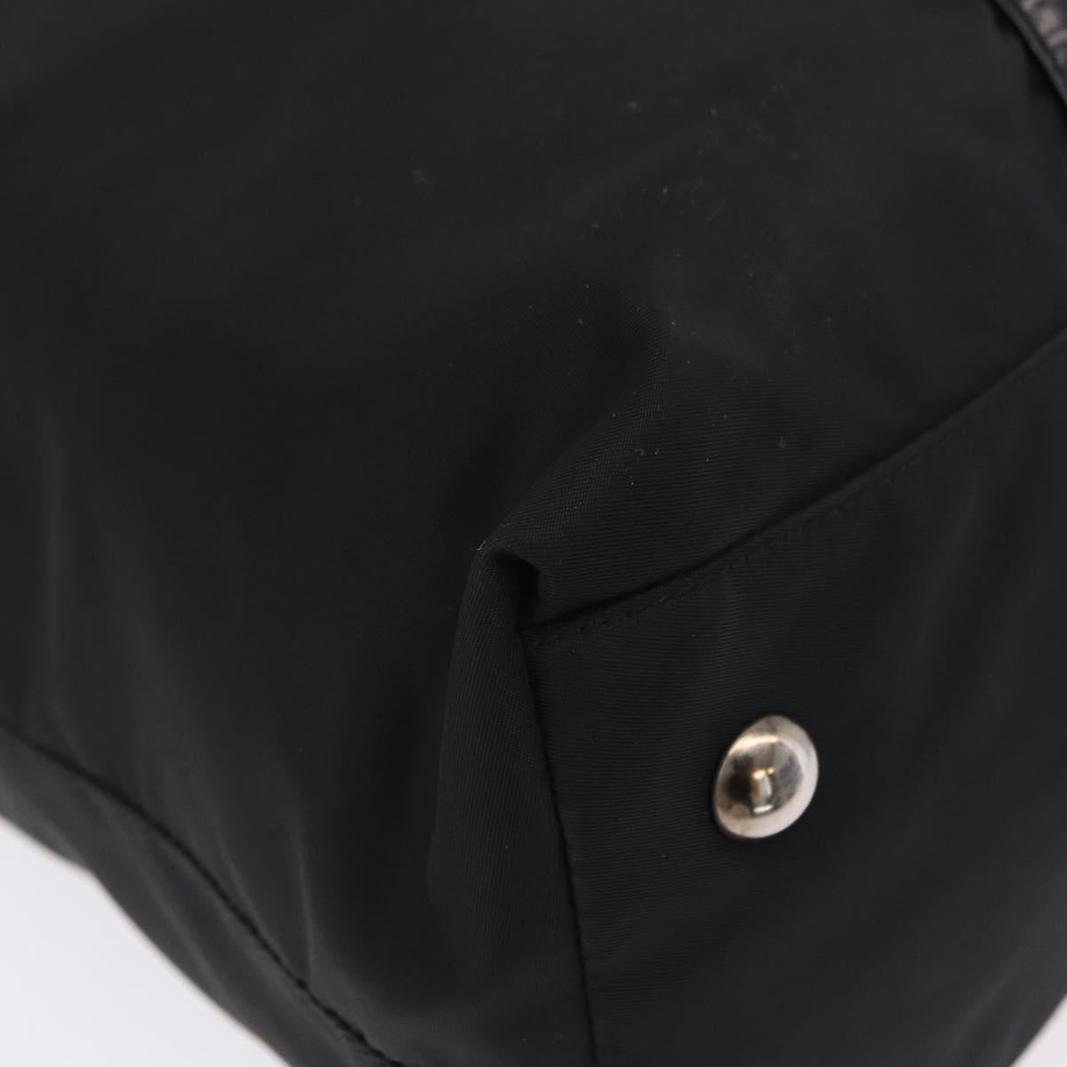 PRADA Hand Bag Nylon 2way Black Silver Auth 207729A