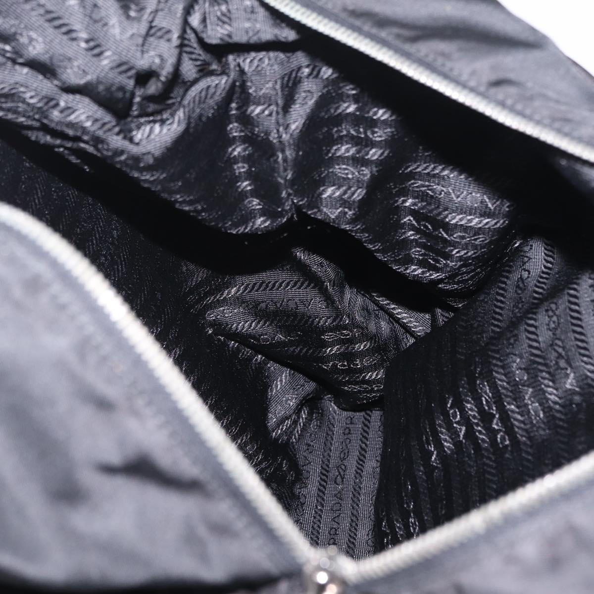 PRADA Hand Bag Nylon 2way Black Silver Auth 207729A