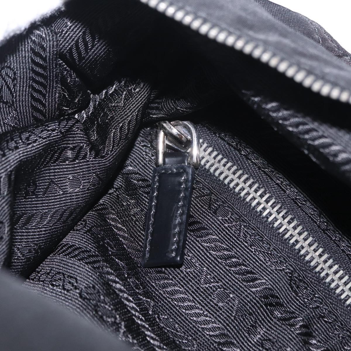 PRADA Hand Bag Nylon 2way Black Silver Auth 207729A