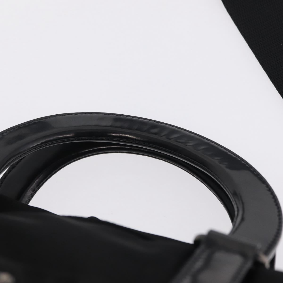 PRADA Hand Bag Nylon 2way Black Silver Auth 207729A
