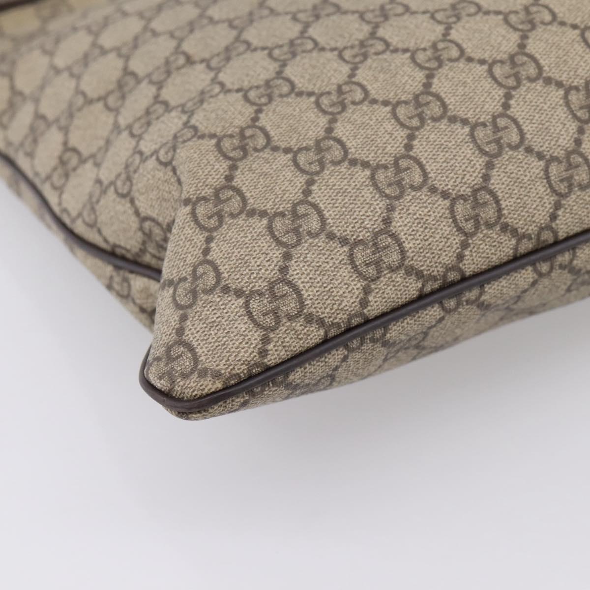 GUCCI GG Supreme Shoulder Bag PVC Beige Gold Tone 201446 Auth 207731A