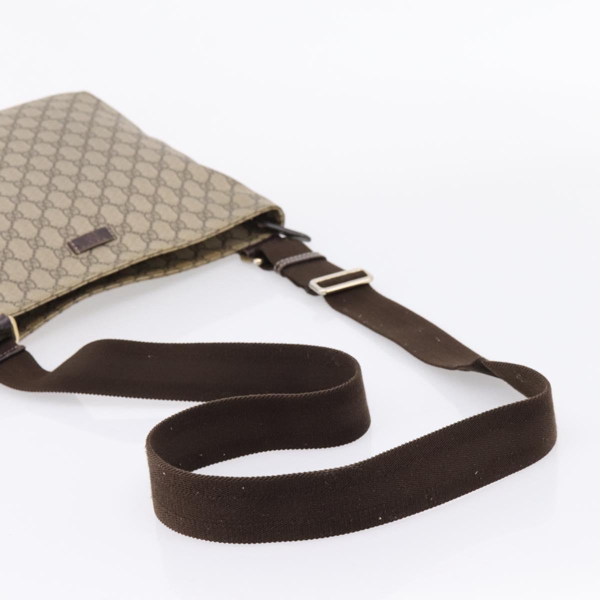 GUCCI GG Supreme Shoulder Bag PVC Beige Gold Tone 201446 Auth 207731A