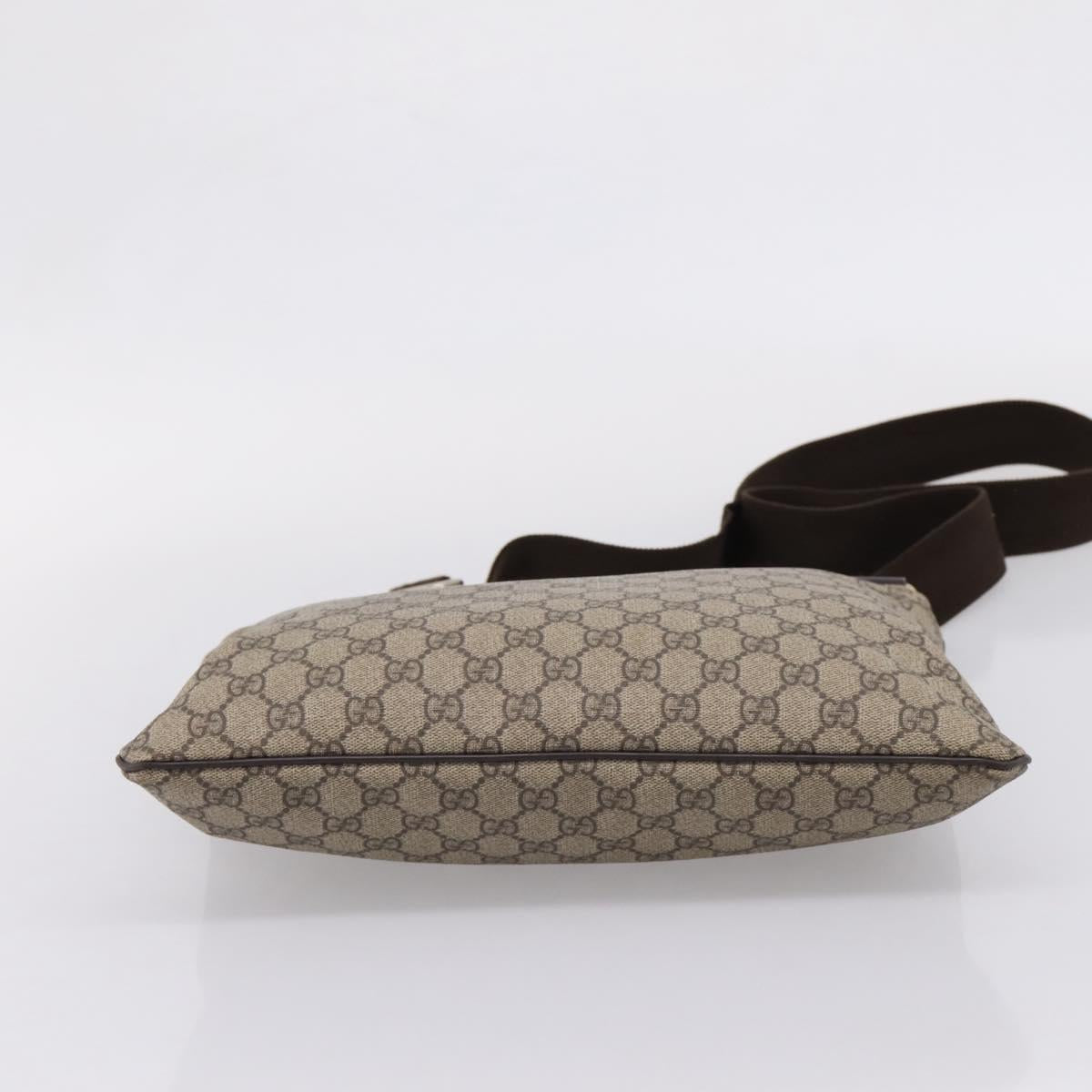 GUCCI GG Supreme Shoulder Bag PVC Beige Gold Tone 201446 Auth 207731A