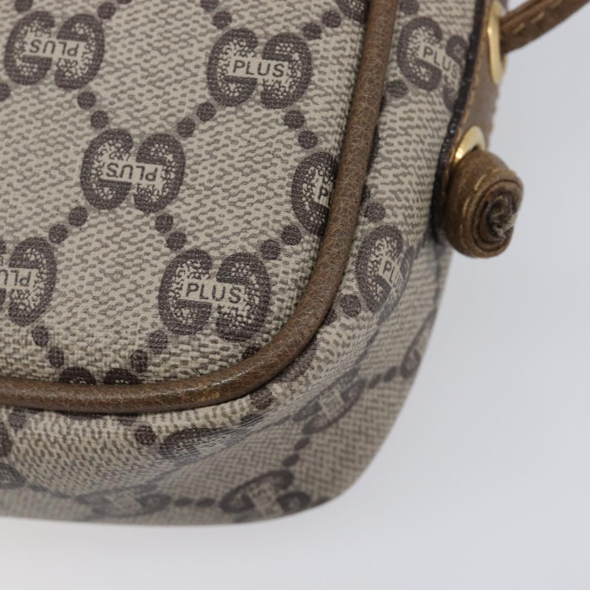 GUCCI PLUS Shoulder Bag PVC Beige Gold Tone Auth 207733