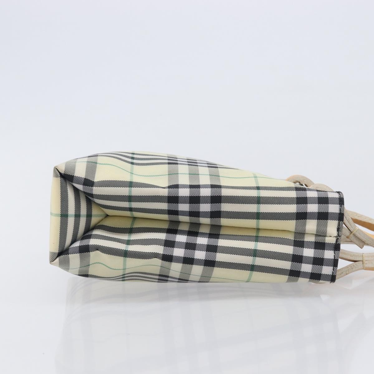 BURBERRY Nova Check Hand Bag Nylon Beige Silver Auth 207736A