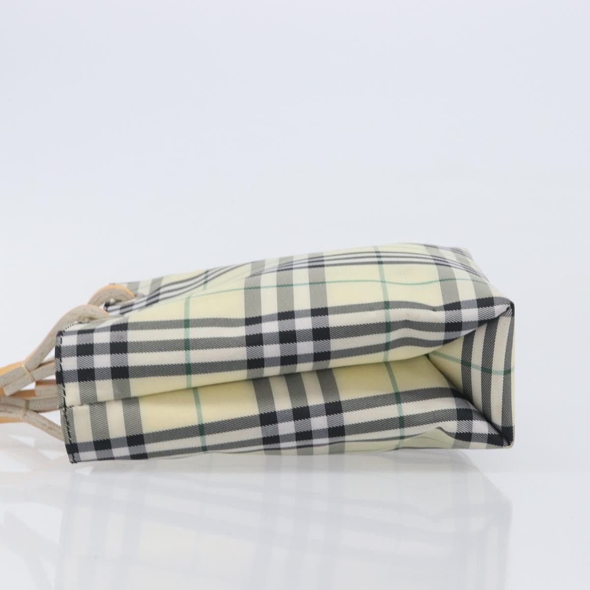 BURBERRY Nova Check Hand Bag Nylon Beige Silver Auth 207736A