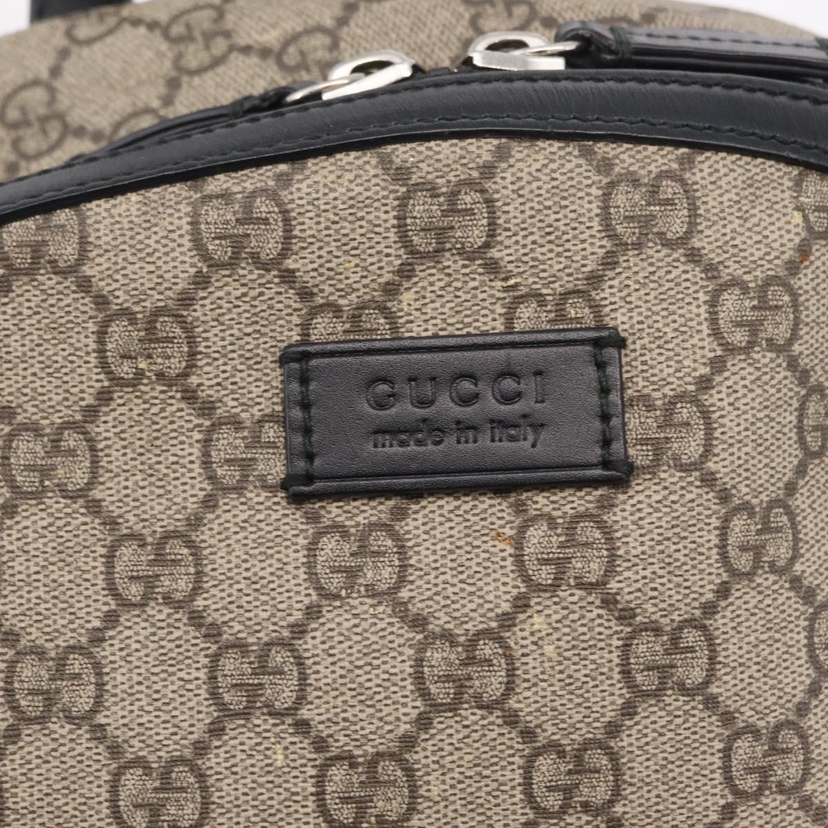 GUCCI GG Supreme Backpack PVC Beige Silver 406370 Auth 207738