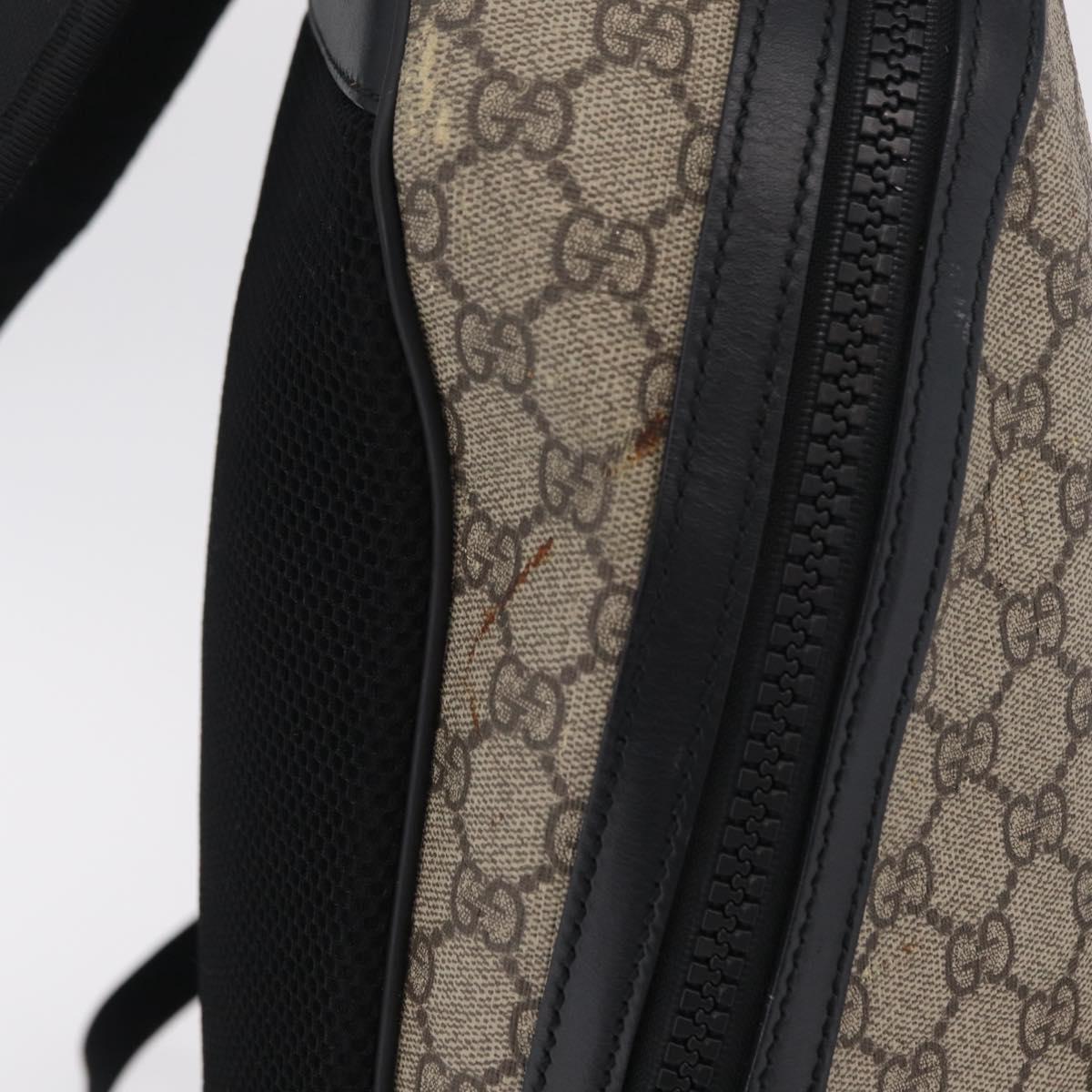 GUCCI GG Supreme Backpack PVC Beige Silver 406370 Auth 207738
