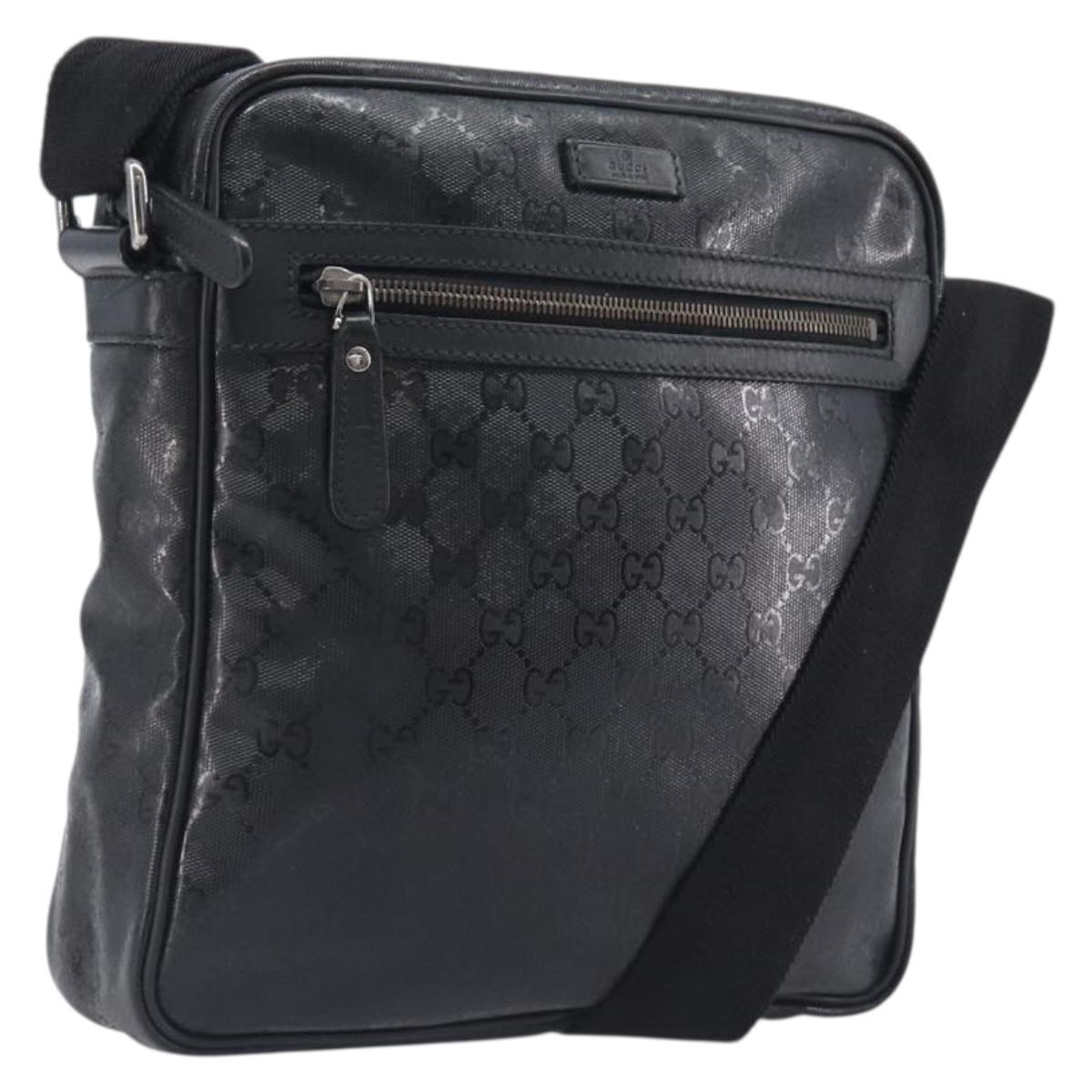 GUCCI GG Implementation Shoulder Bag PVC Black Silver 201448 Auth 207747