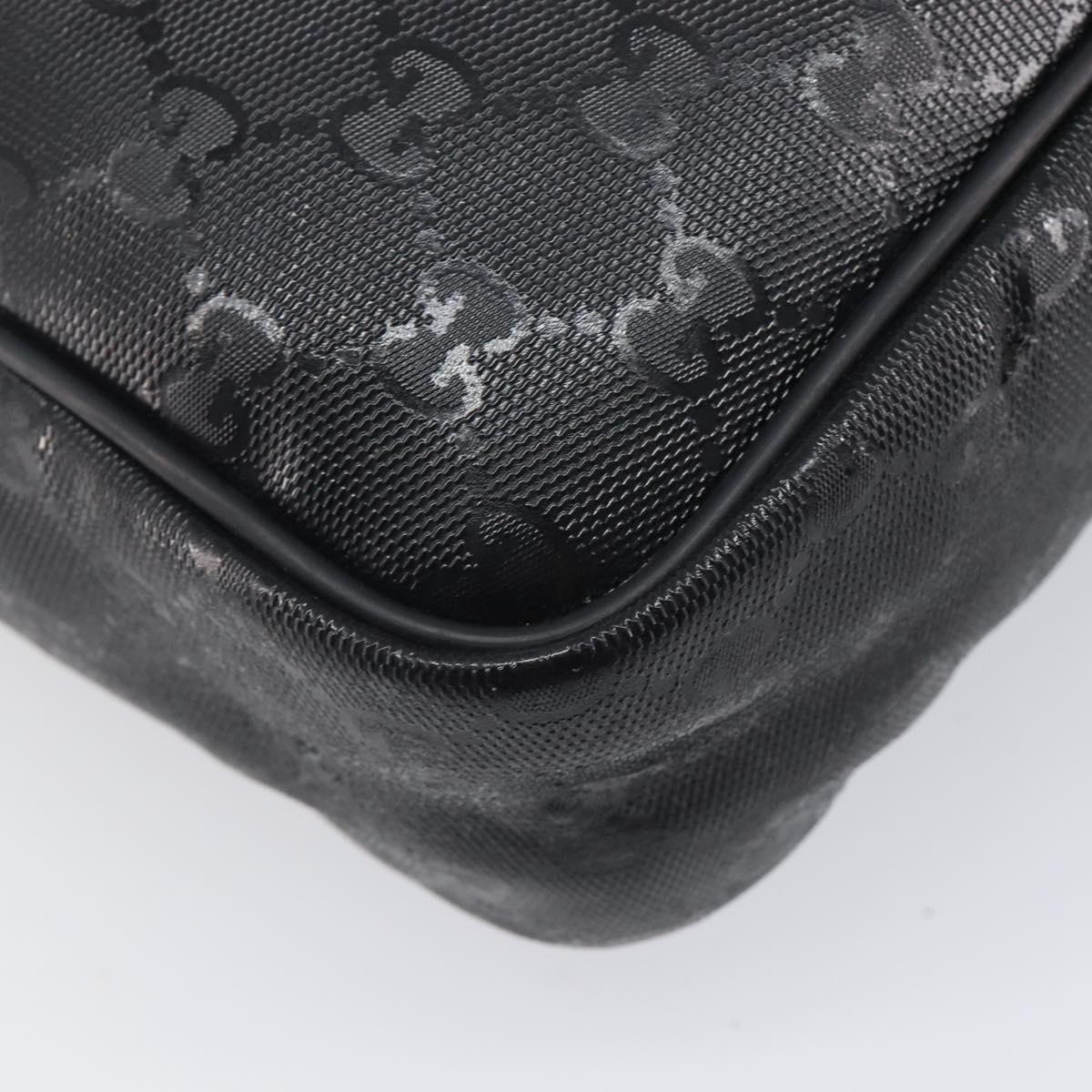 GUCCI GG Implementation Shoulder Bag PVC Black Silver 201448 Auth 207747