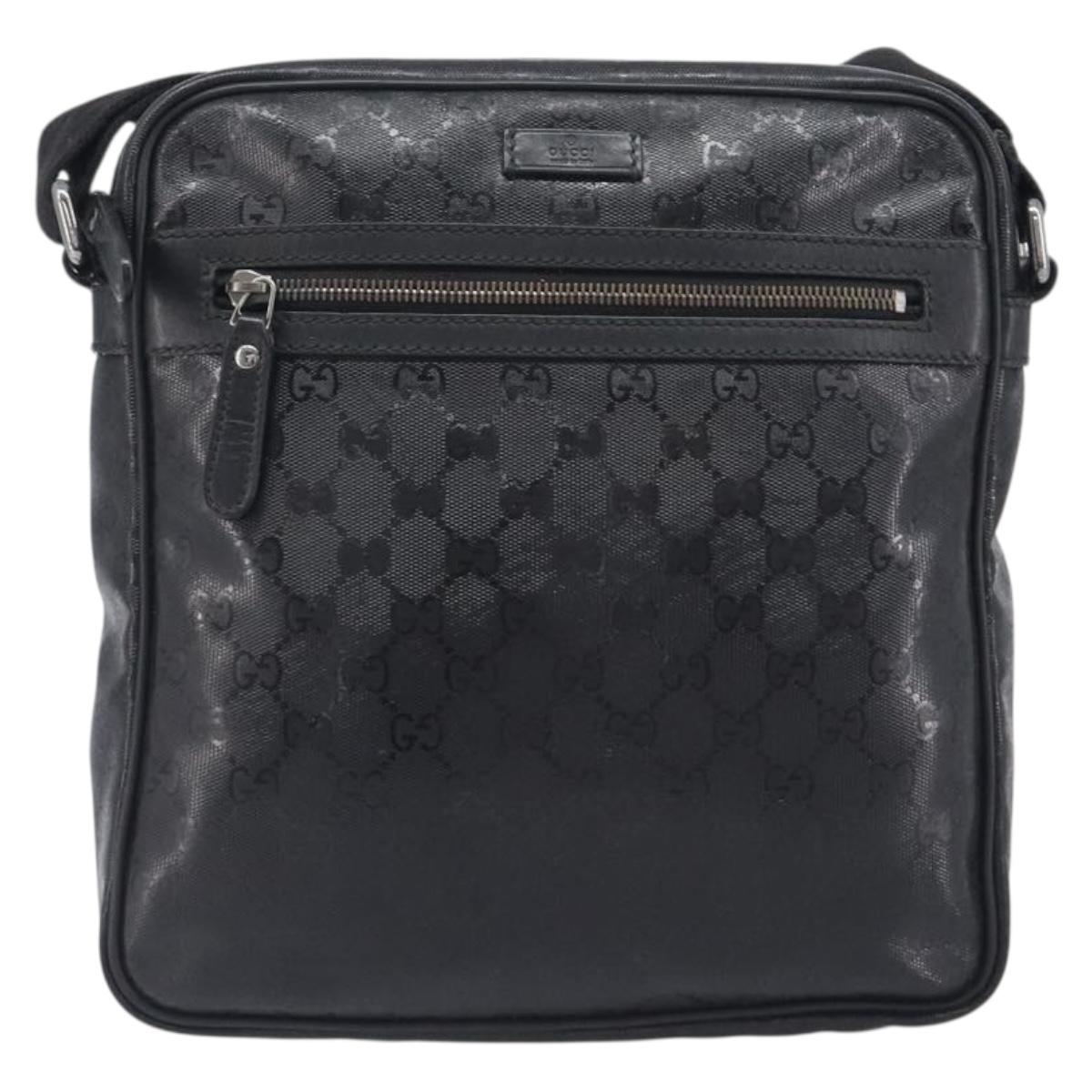 GUCCI GG Implementation Shoulder Bag PVC Black Silver 201448 Auth 207747