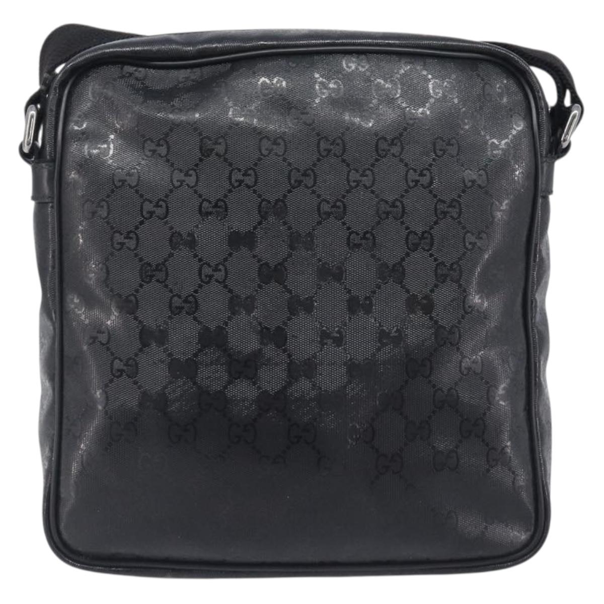 GUCCI GG Implementation Shoulder Bag PVC Black Silver 201448 Auth 207747