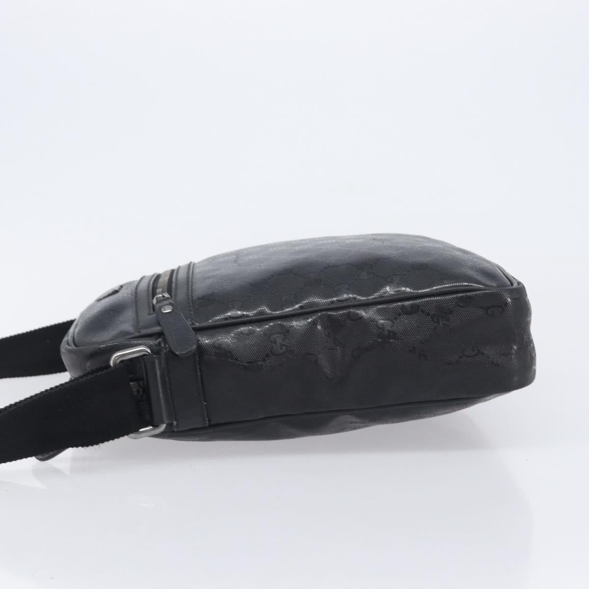 GUCCI GG Implementation Shoulder Bag PVC Black Silver 201448 Auth 207747