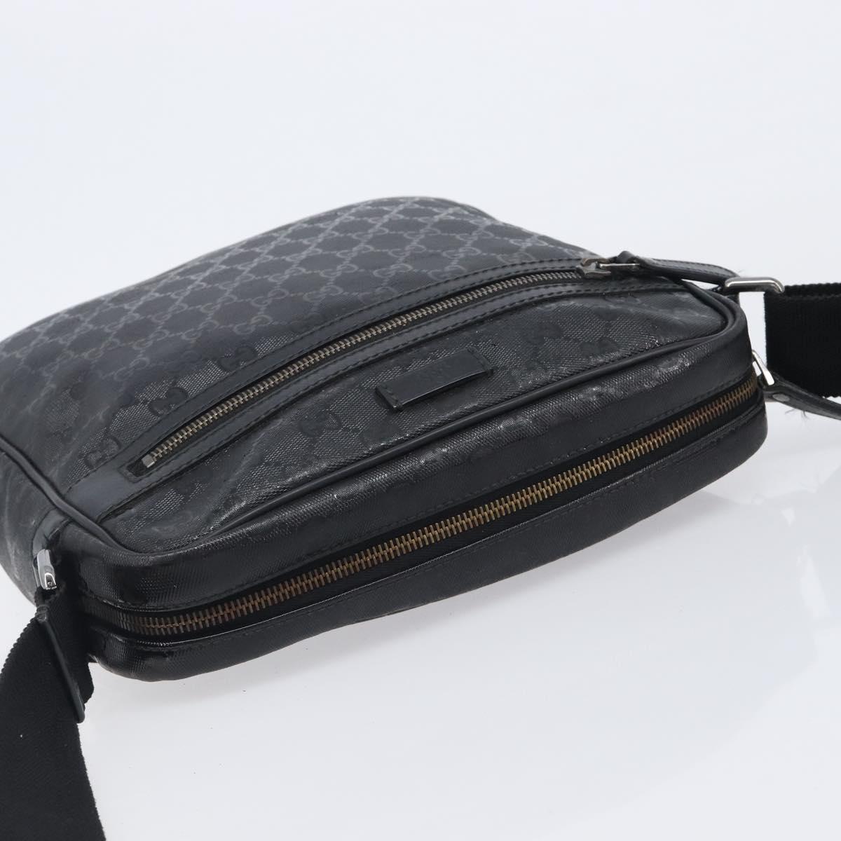 GUCCI GG Implementation Shoulder Bag PVC Black Silver 201448 Auth 207747