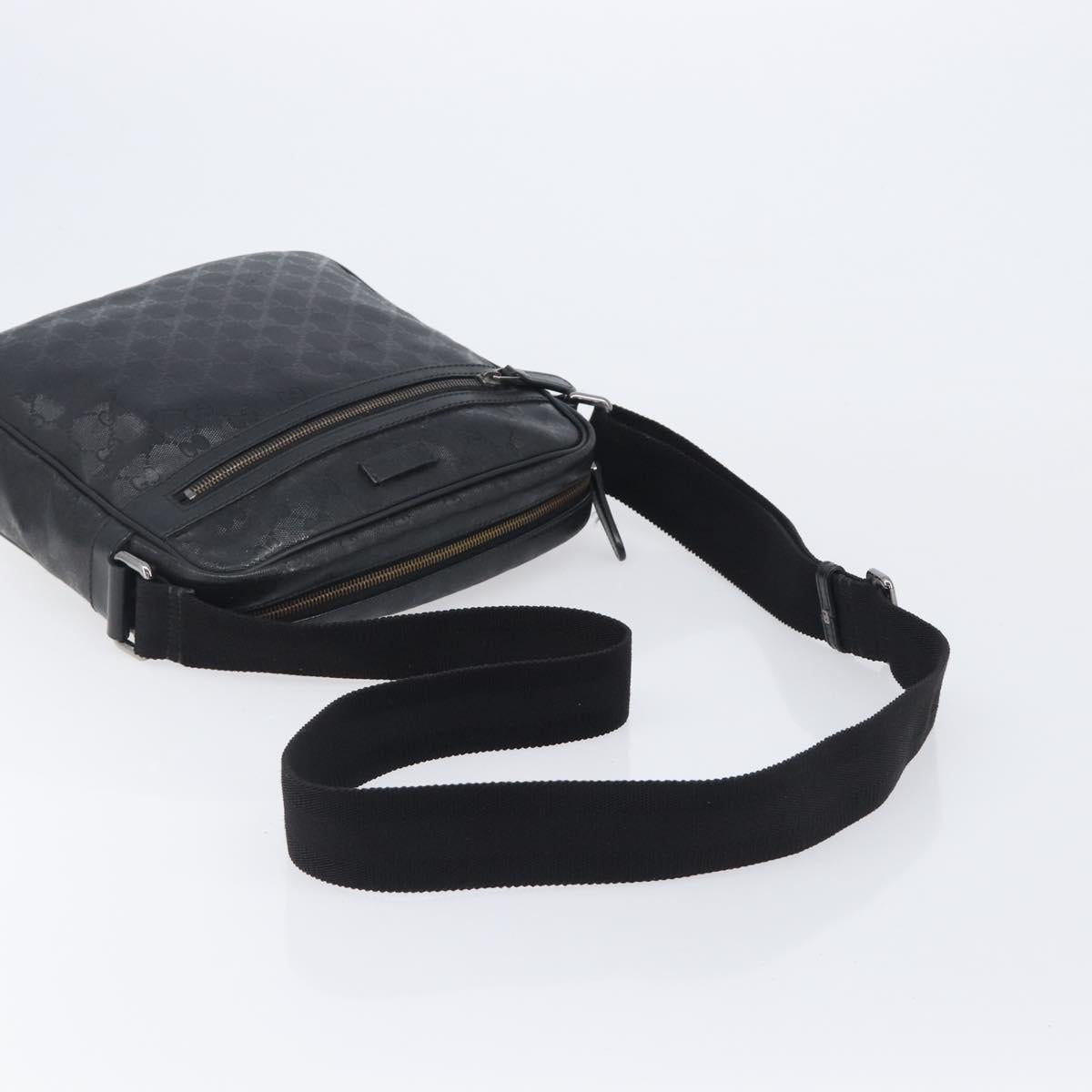 GUCCI GG Implementation Shoulder Bag PVC Black Silver 201448 Auth 207747