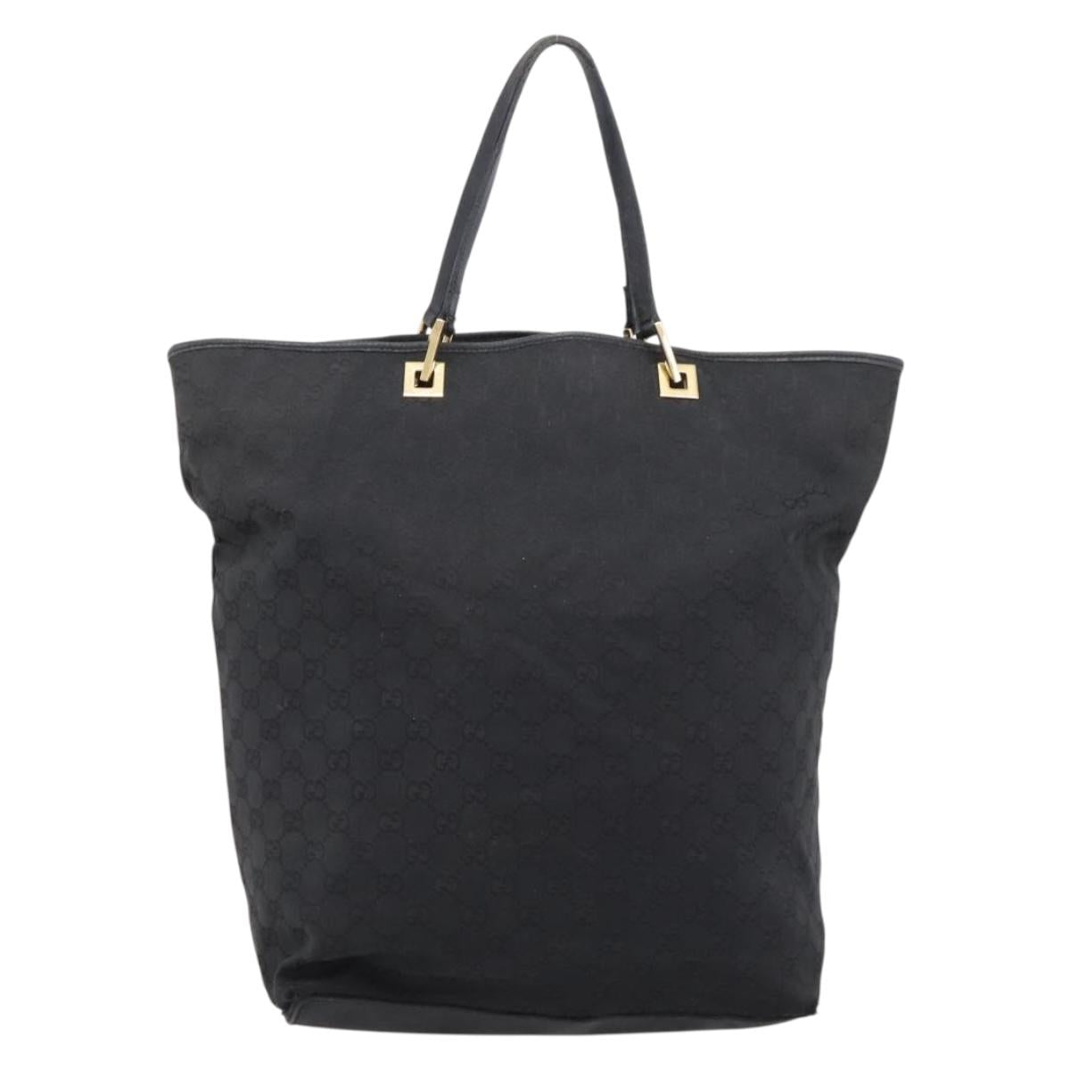 GUCCI GG Canvas Hand Bag Black Gold Tone 002 1097 Auth 207751