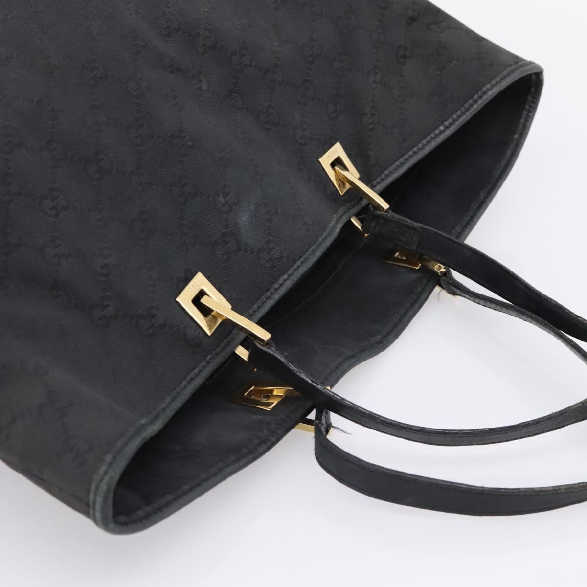 GUCCI GG Canvas Hand Bag Black Gold Tone 002 1097 Auth 207751