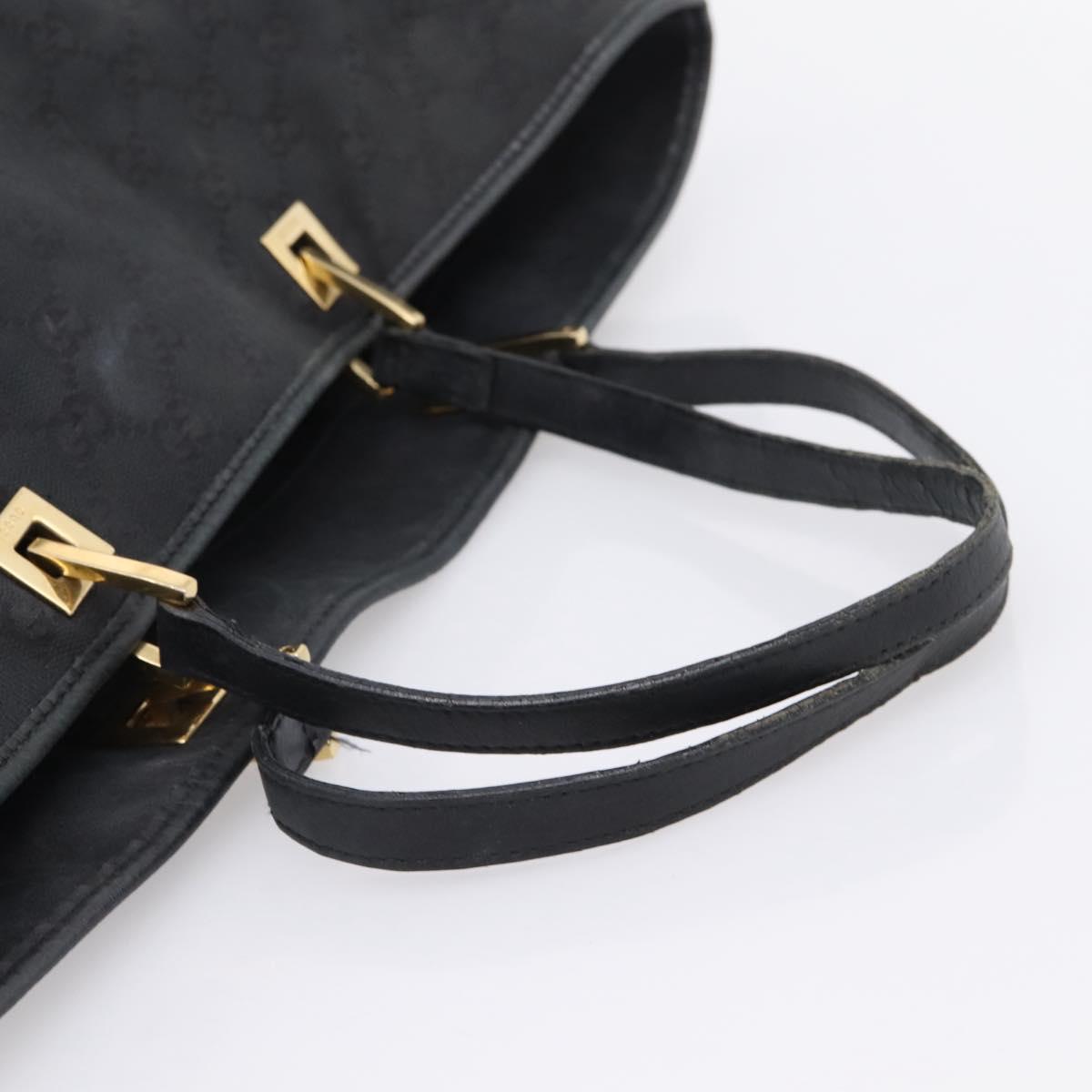 GUCCI GG Canvas Hand Bag Black Gold Tone 002 1097 Auth 207751
