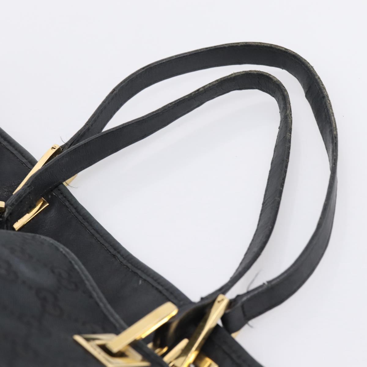 GUCCI GG Canvas Hand Bag Black Gold Tone 002 1097 Auth 207751