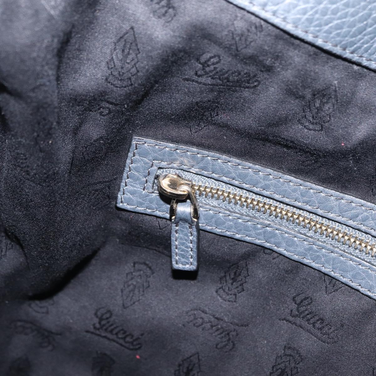 GUCCI Sherry Line Shoulder Bag Leather Gray Silver 247597 Auth 207752A