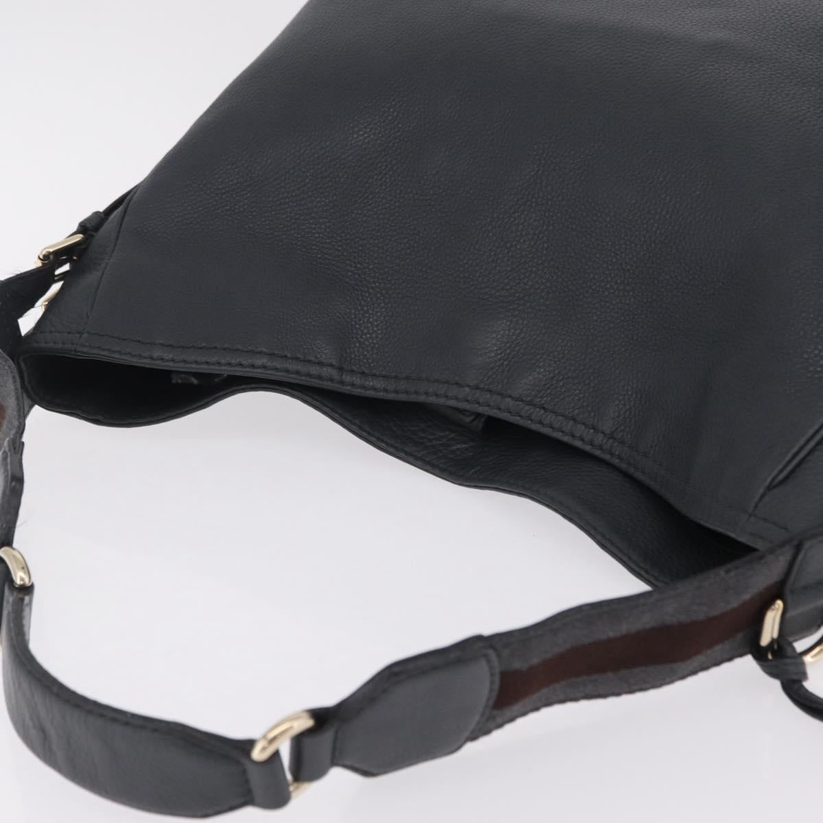 GUCCI Sherry Line Shoulder Bag Leather Gray Silver 247597 Auth 207752A