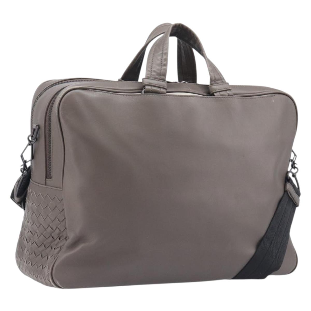 Bottega Veneta INTRECCIATO Business Bag Leather 2way Gray Auth 207753A