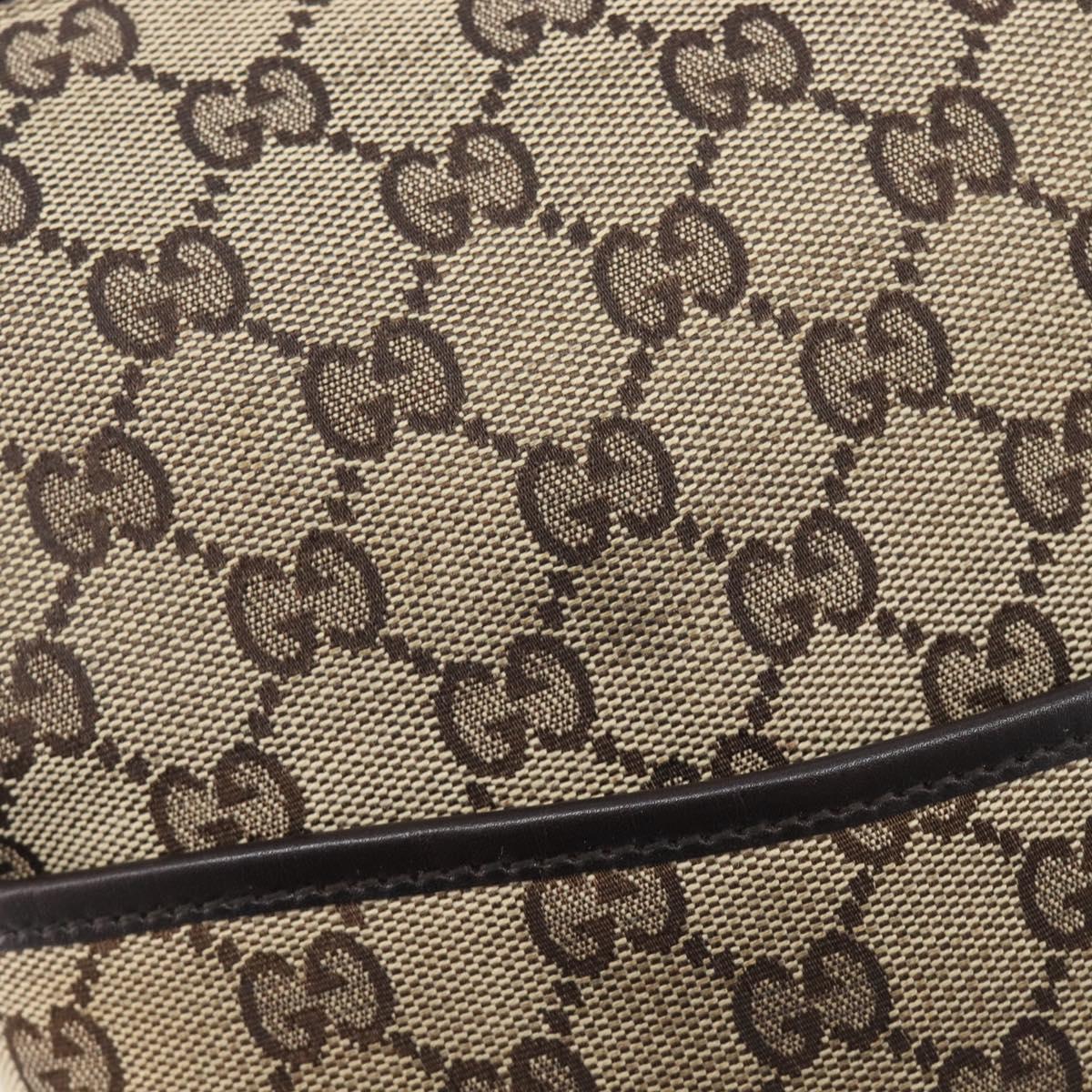 GUCCI GG Canvas Shoulder Bag Beige Silver 145857 Auth 207754
