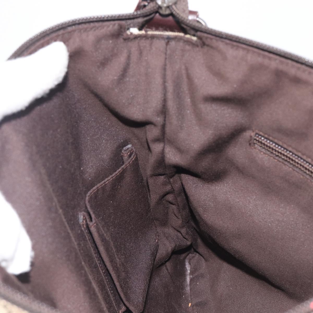 GUCCI GG Canvas Shoulder Bag Beige Silver 145857 Auth 207754
