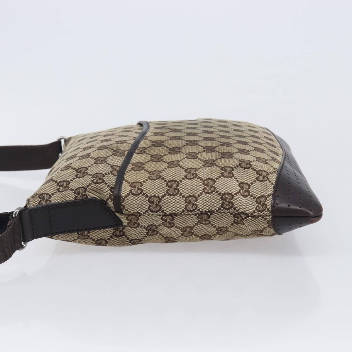 GUCCI GG Canvas Shoulder Bag Beige Silver 145857 Auth 207754