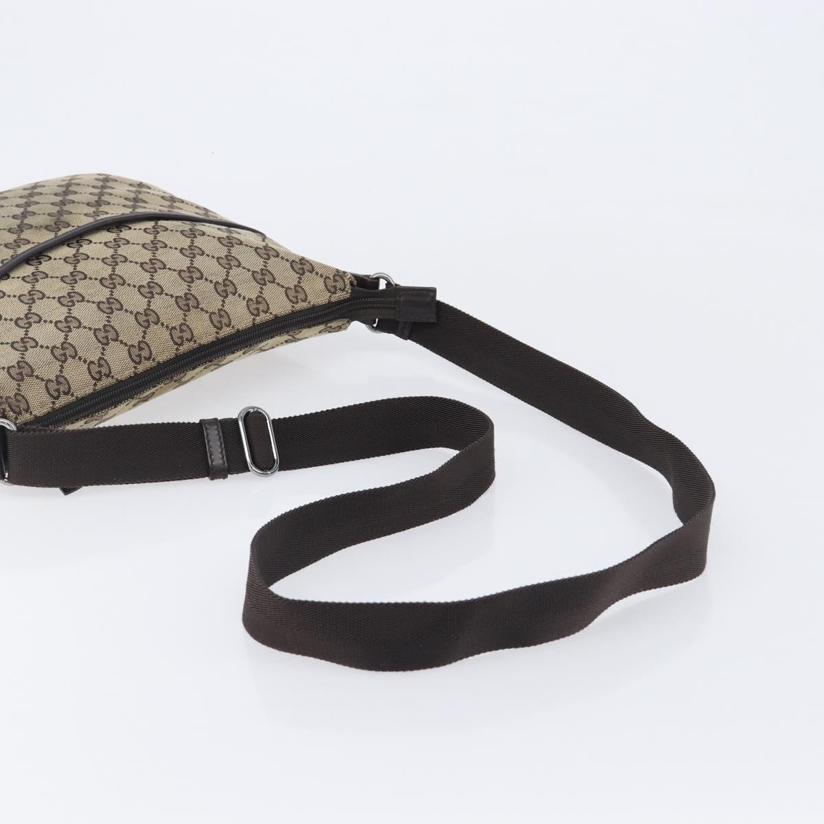 GUCCI GG Canvas Shoulder Bag Beige Silver 145857 Auth 207754