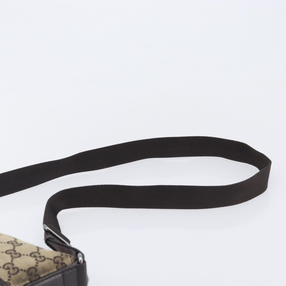 GUCCI GG Canvas Shoulder Bag Beige Silver 145857 Auth 207754
