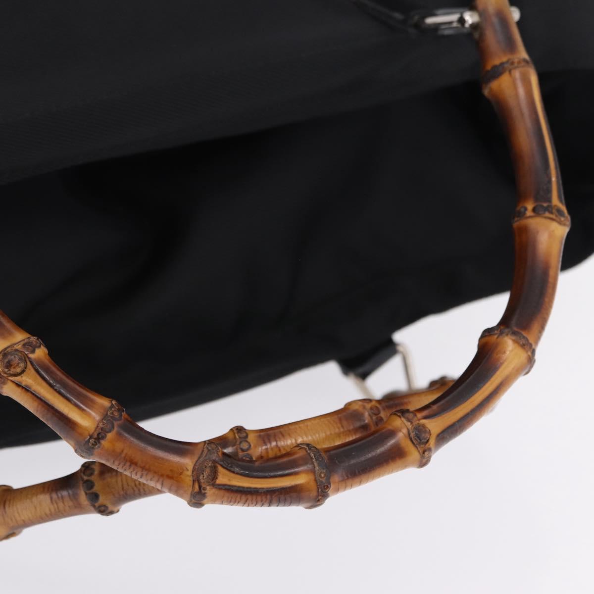 GUCCI Bamboo Hand Bag Canvas Black Silver 002 2058 0412 5 Auth 207757