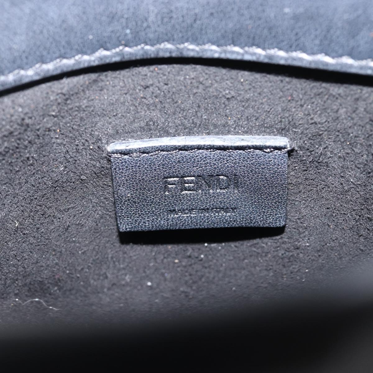 FENDI Zucca Hand Bag Leather 2way Black Gold Tone 8BS051 Auth 207767A