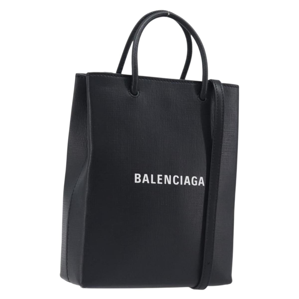 Balenciaga Shopping Tote XXS Hand Bag Leather 2way Black 757776 Auth 207768A