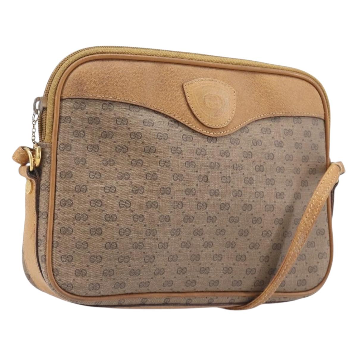 GUCCI Micro GG Shoulder Bag PVC Beige Gold Tone 007 123 0428 Auth 207770