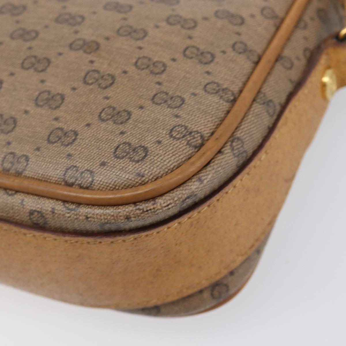 GUCCI Micro GG Shoulder Bag PVC Beige Gold Tone 007 123 0428 Auth 207770