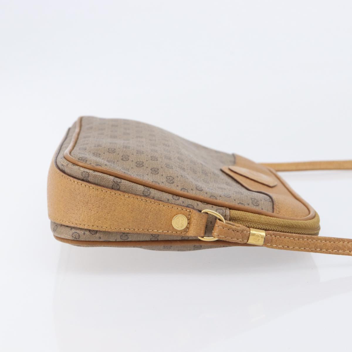 GUCCI Micro GG Shoulder Bag PVC Beige Gold Tone 007 123 0428 Auth 207770