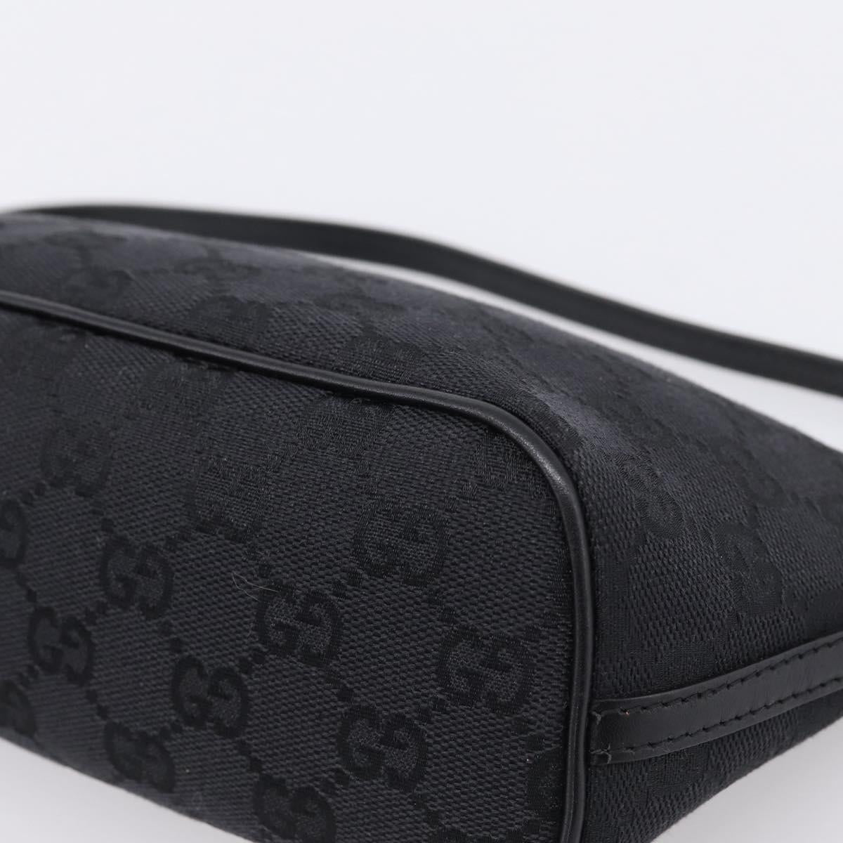 GUCCI GG Canvas Accessory Pouch Black Silver 07198 Auth 207773A