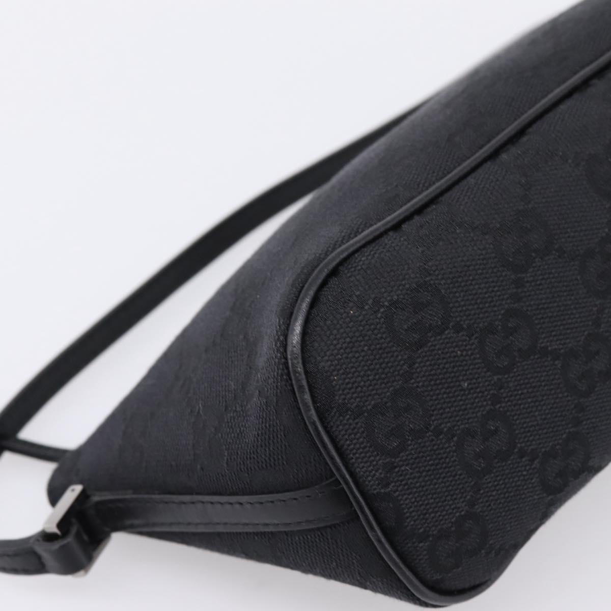 GUCCI GG Canvas Accessory Pouch Black Silver 07198 Auth 207773A