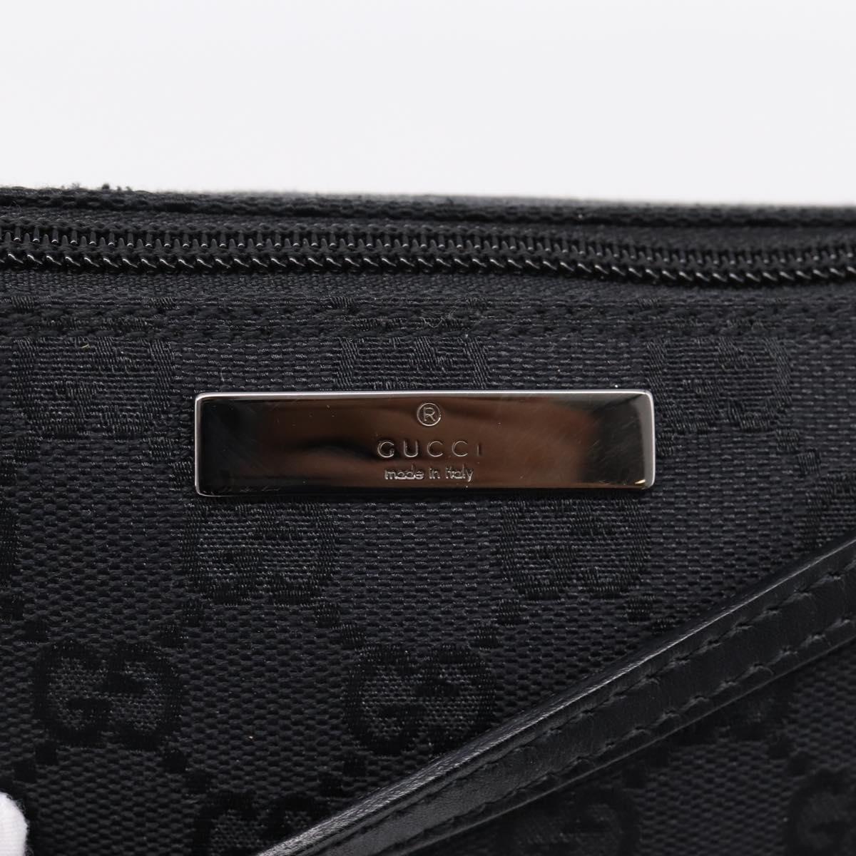 GUCCI GG Canvas Accessory Pouch Black Silver 07198 Auth 207773A