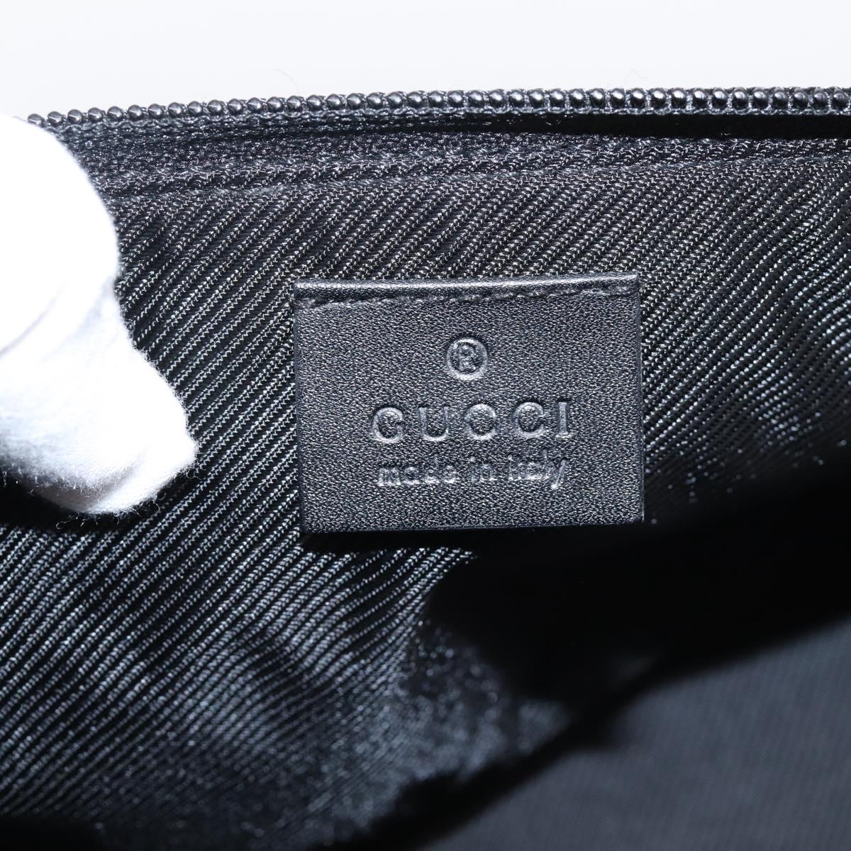 GUCCI GG Canvas Accessory Pouch Black Silver 07198 Auth 207773A