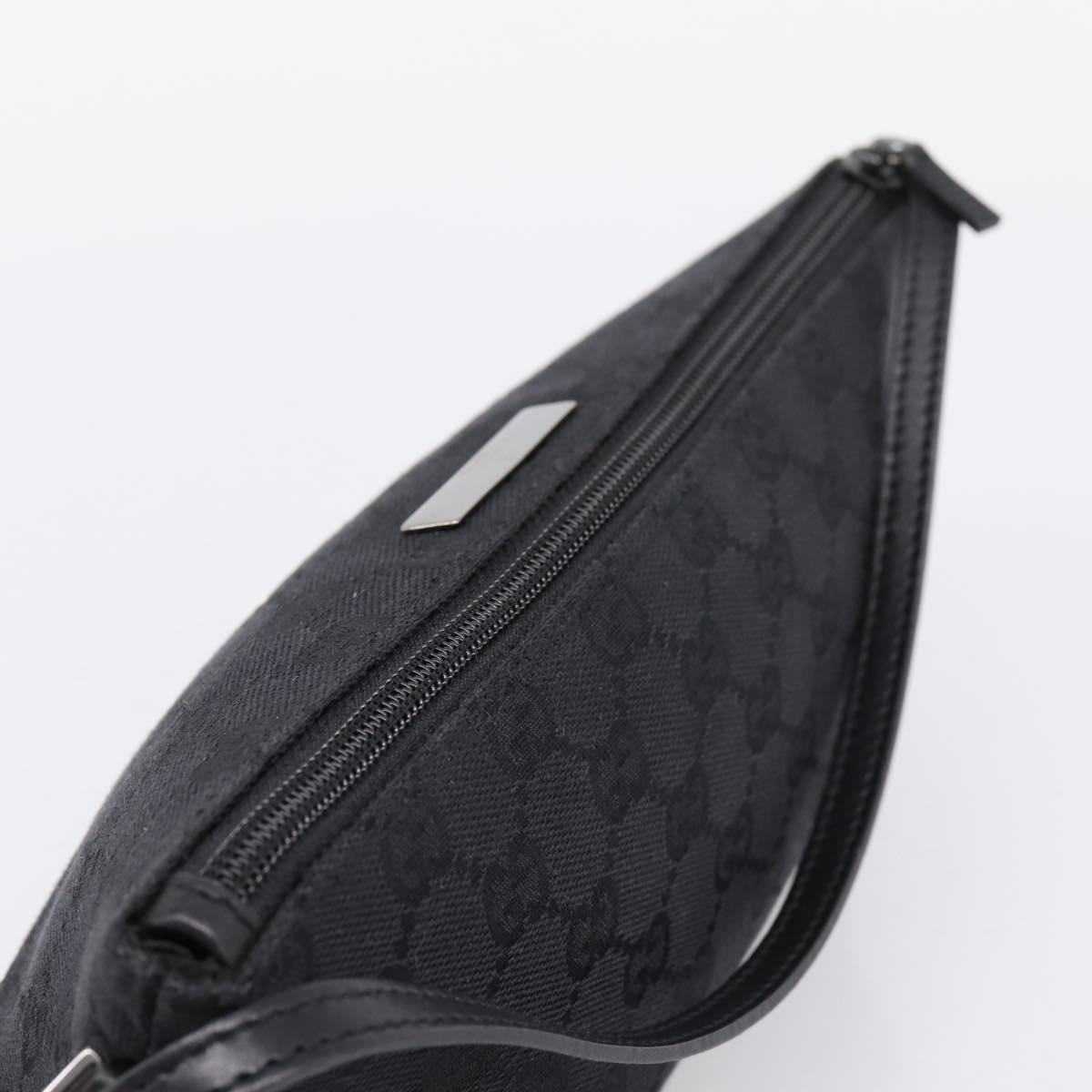 GUCCI GG Canvas Accessory Pouch Black Silver 07198 Auth 207773A