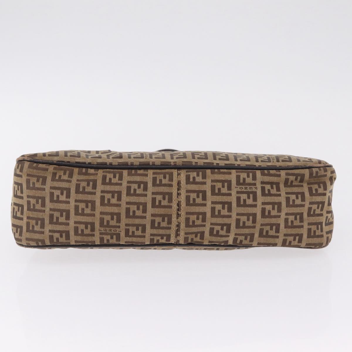 FENDI Zucchino Canvas Hand Bag Beige Silver 8BL015 Auth 207774