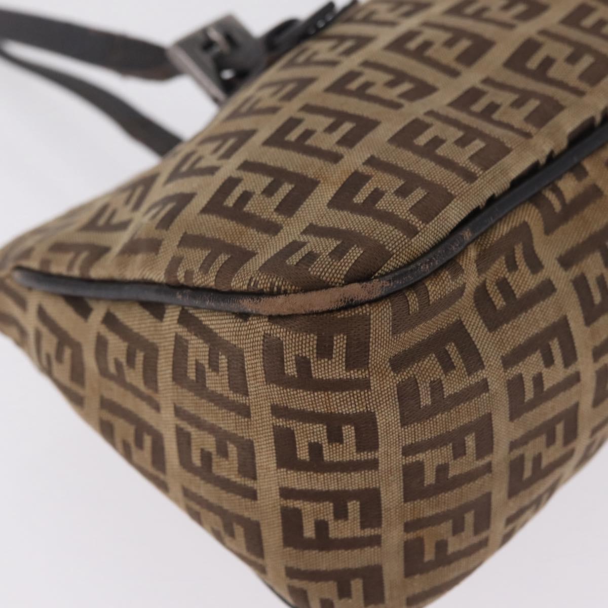 FENDI Zucchino Canvas Hand Bag Beige Silver 8BL015 Auth 207774