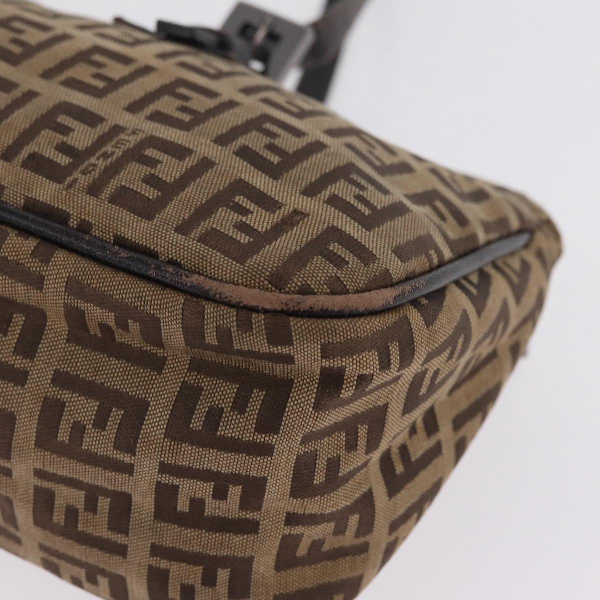 FENDI Zucchino Canvas Hand Bag Beige Silver 8BL015 Auth 207774