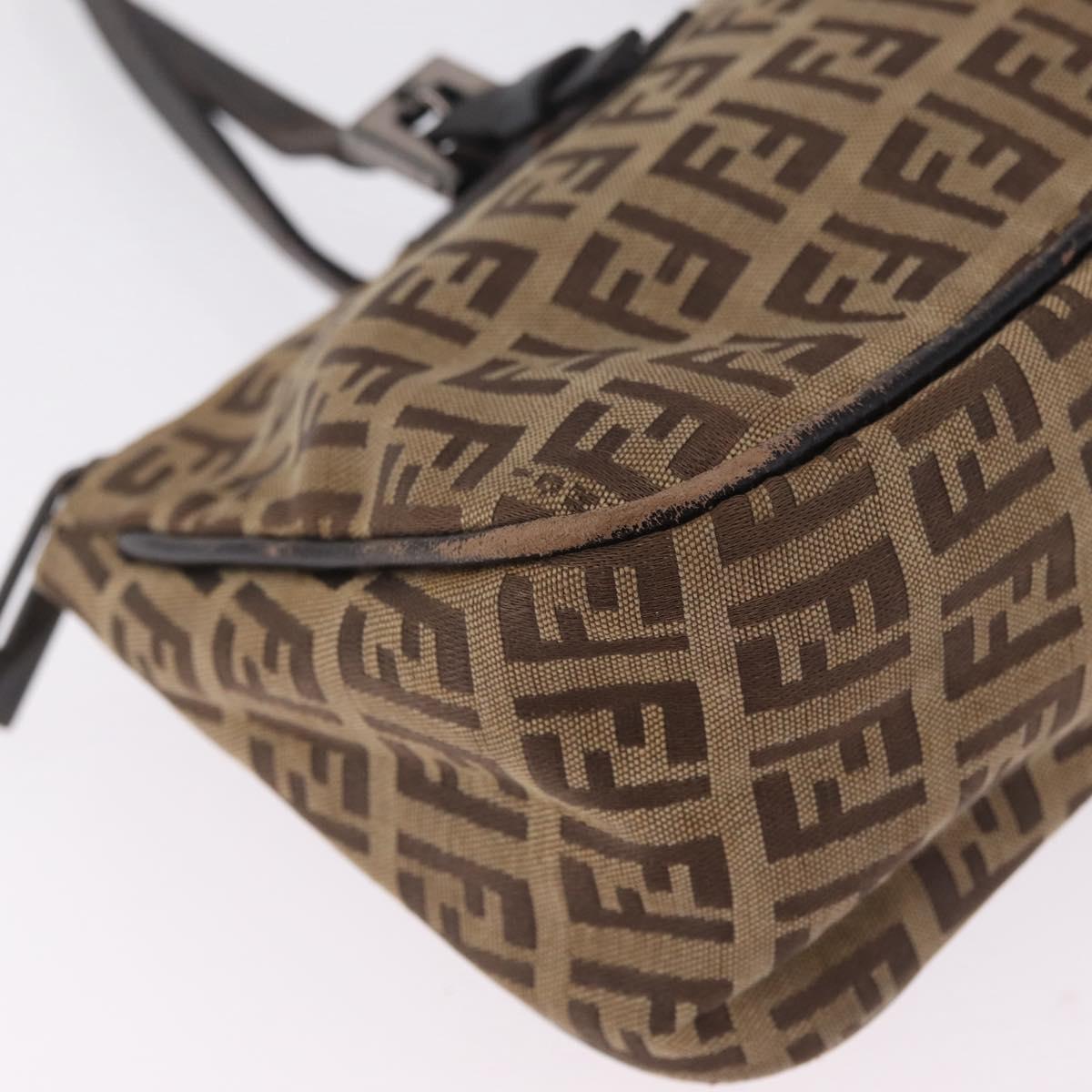 FENDI Zucchino Canvas Hand Bag Beige Silver 8BL015 Auth 207774