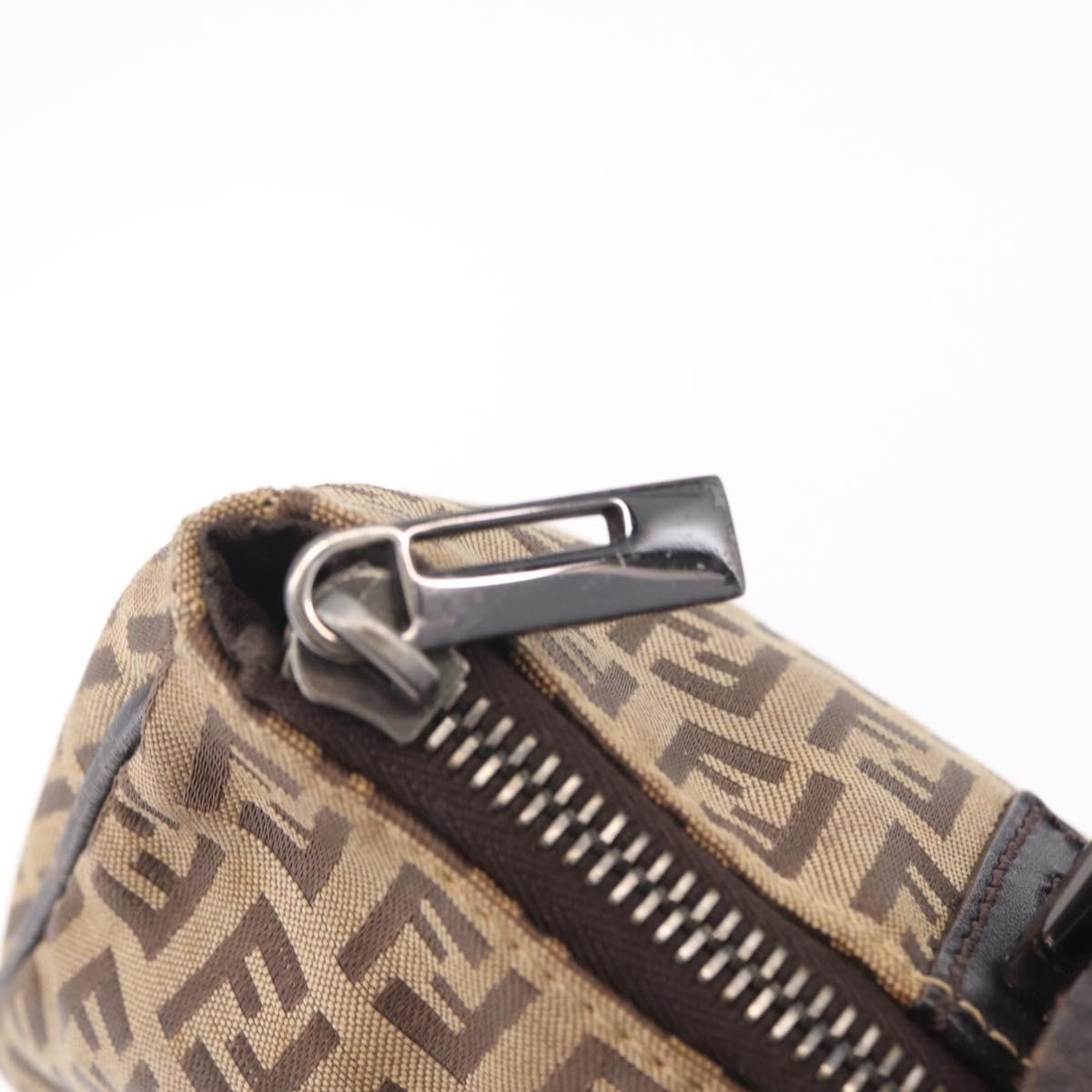 FENDI Zucchino Canvas Hand Bag Beige Silver 8BL015 Auth 207774
