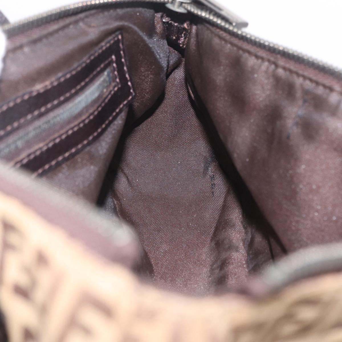 FENDI Zucchino Canvas Hand Bag Beige Silver 8BL015 Auth 207774